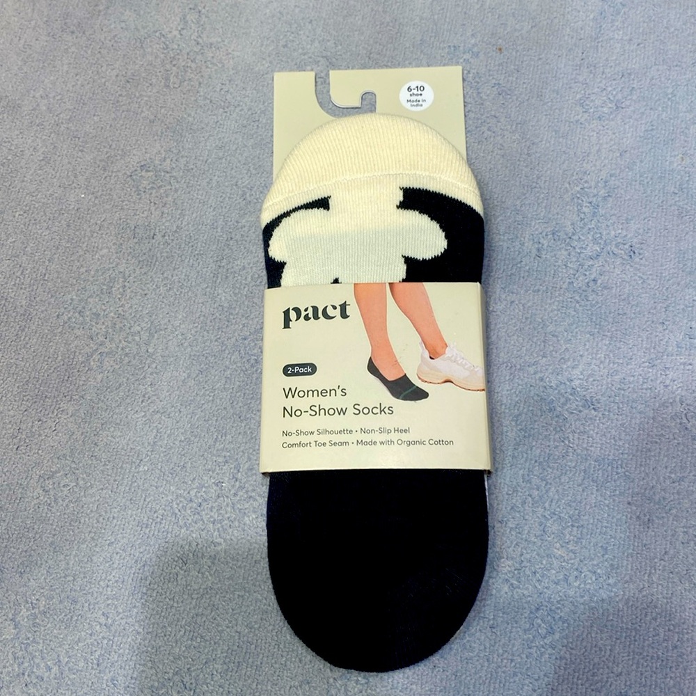 Pact women’s no show socks - 2 pack - NWT - shoe size 6-10